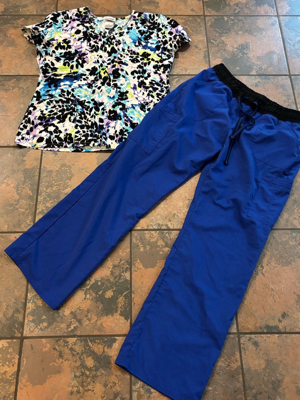 Scrubstar Royal Blue Drawstring Scrub Pants and matching top
